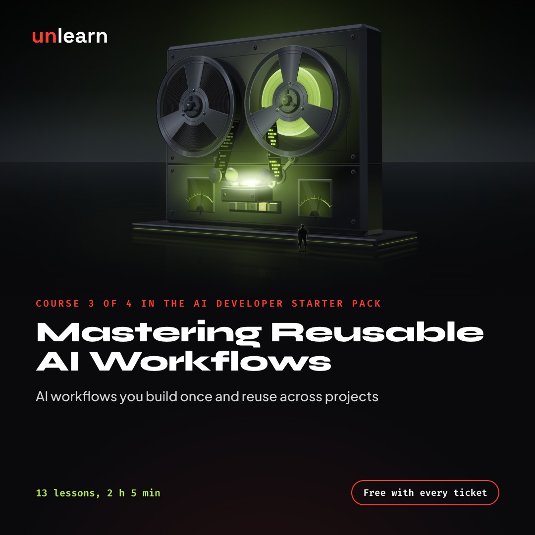 Mastering Reusable AI Workflows, 1080 × 1080